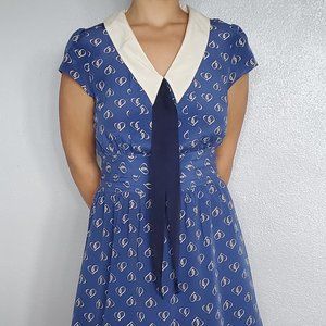 Cooperative Blue Dress 100% Silk Women's Size M